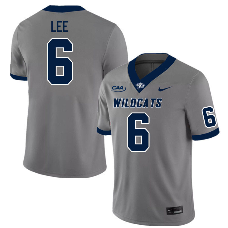 New Hampshire Wildcats #6 Eric Lee College Football Jerseys Stitched Sale-Grey